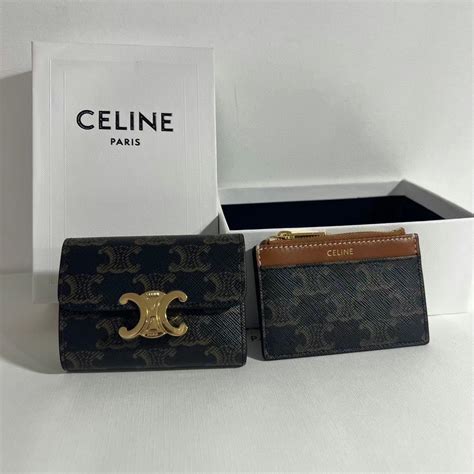 celine compact wallet with coin triomphe dupe|celine canvas triomphe.